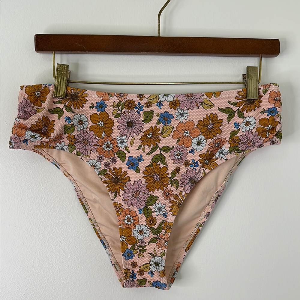 Cupshe Pink and Brown Floral Bikini Bottoms NWT